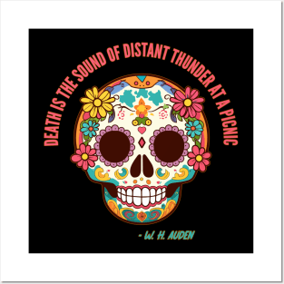 Halloween Sugar Skull Death Quote by Auden Posters and Art